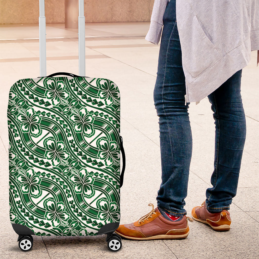 Hibiscus Bloom Island Tribal Waves Luggage Cover Green Polynesian Pattern LT01 Green - Polynesian Pride