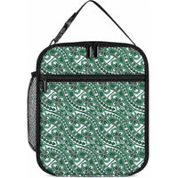Hibiscus Bloom Island Tribal Waves Lunch Bag Green Polynesian Pattern LT01 10.2 × 8.3 × 4.3 inch Green - Polynesian Pride