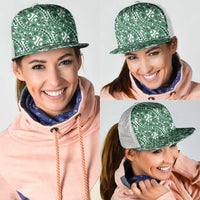 Hibiscus Bloom Island Tribal Waves Mesh Trucker Cap Green Polynesian Pattern LT01 - Polynesian Pride
