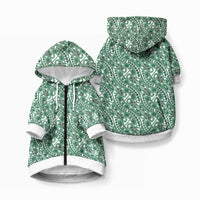 Hibiscus Bloom Island Tribal Waves Pet Hoodie Green Polynesian Pattern LT01 Zip-up Green - Polynesian Pride