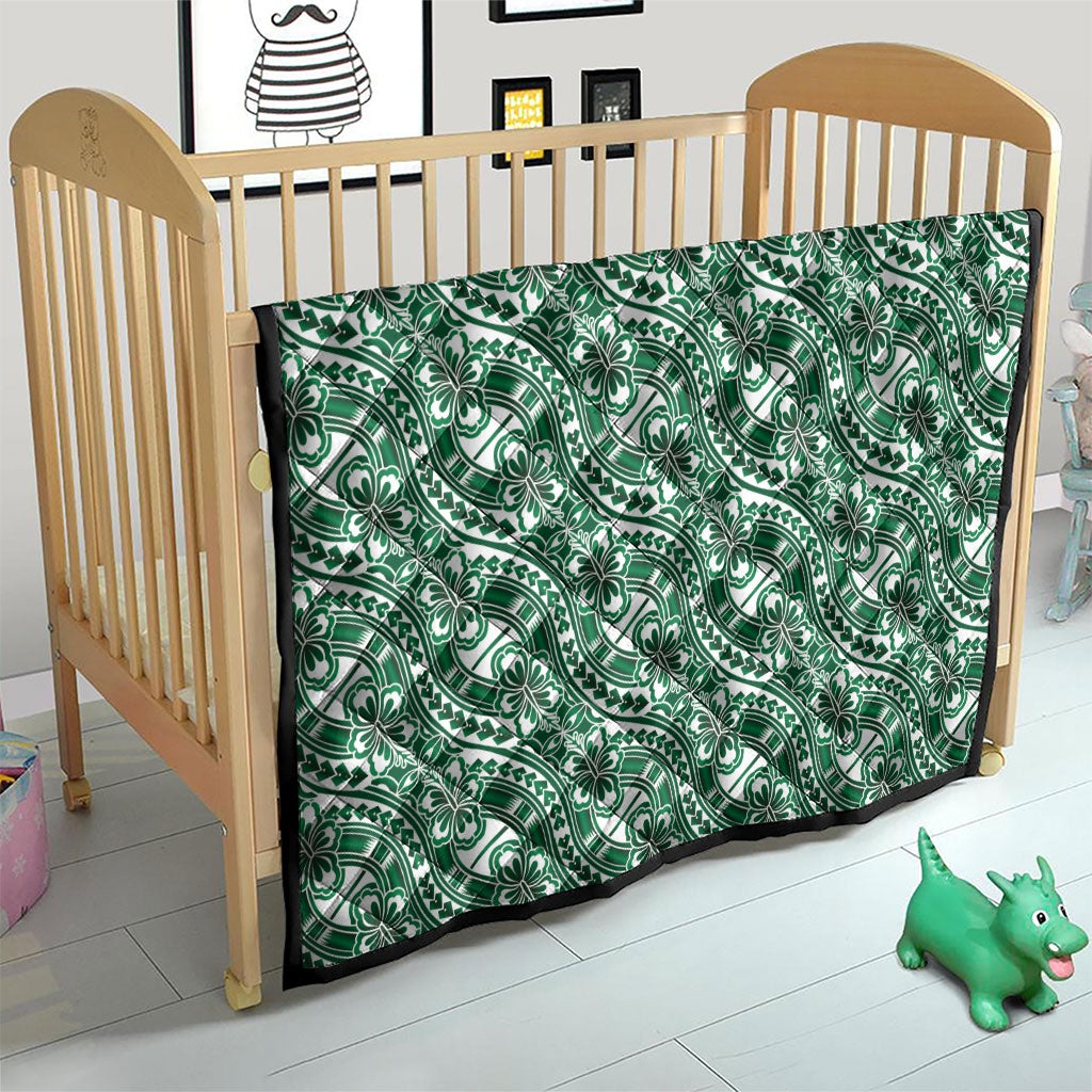 Hibiscus Bloom Island Tribal Waves Quilt Green Polynesian Pattern LT01 - Polynesian Pride