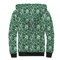 Hibiscus Bloom Island Tribal Waves Sherpa Hoodie Green Polynesian Pattern LT01 - Polynesian Pride