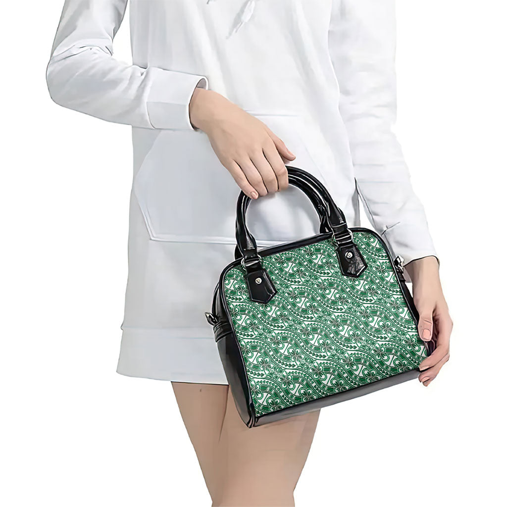 Hibiscus Bloom Island Tribal Waves Shoulder Handbag Green Polynesian Pattern LT01 - Polynesian Pride