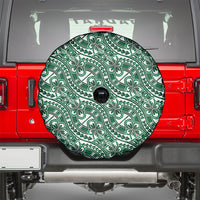 Hibiscus Bloom Island Tribal Waves Spare Tire Cover Green Polynesian Pattern LT01 - Polynesian Pride
