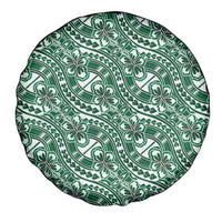 Hibiscus Bloom Island Tribal Waves Spare Tire Cover Green Polynesian Pattern LT01 - Polynesian Pride