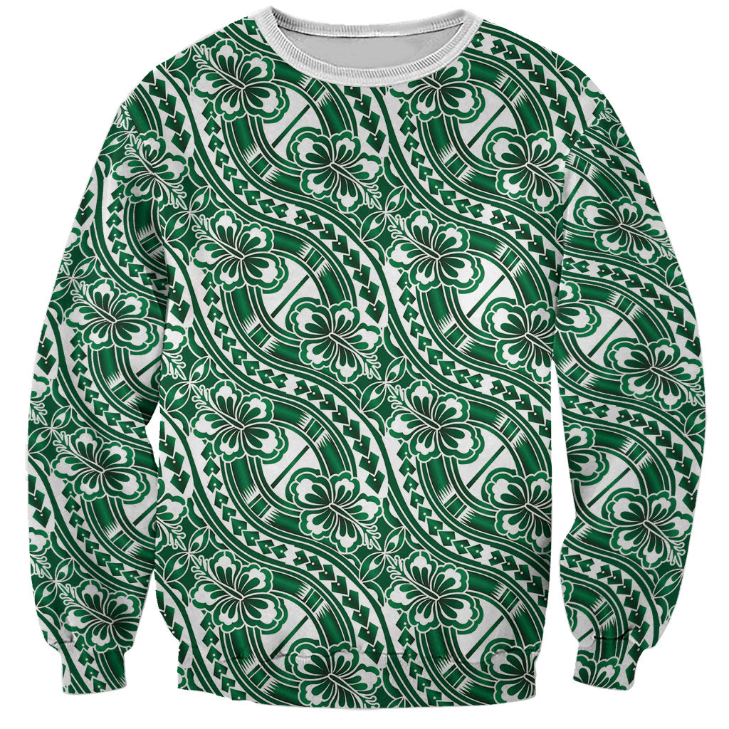 Hibiscus Bloom Island Tribal Waves Sweatshirt Green Polynesian Pattern LT01 Unisex Green - Polynesian Pride