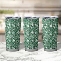 Hibiscus Bloom Island Tribal Waves Tumbler Cup Green Polynesian Pattern LT01 - Polynesian Pride