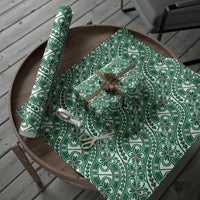 Hibiscus Bloom Island Tribal Waves Wrapping Paper Green Polynesian Pattern LT01 - Polynesian Pride