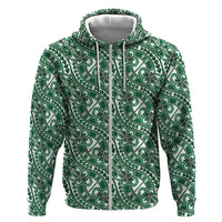 Hibiscus Bloom Island Tribal Waves Zip Hoodie Green Polynesian Pattern LT01 Zip Hoodie Green - Polynesian Pride