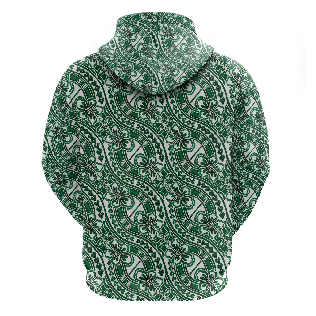 Hibiscus Bloom Island Tribal Waves Zip Hoodie Green Polynesian Pattern LT01 - Polynesian Pride