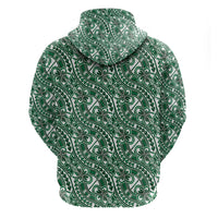 Hibiscus Bloom Island Tribal Waves Zip Hoodie Green Polynesian Pattern LT01 - Polynesian Pride