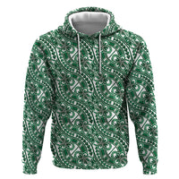 Hibiscus Bloom Island Tribal Waves Zip Hoodie Green Polynesian Pattern LT01 Pullover Hoodie Green - Polynesian Pride