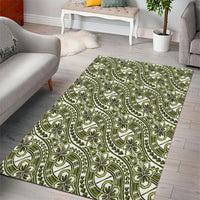 Hibiscus Bloom Island Tribal Waves Area Rug Olive Green Polynesian Pattern LT01 - Polynesian Pride