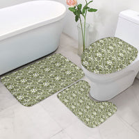 Hibiscus Bloom Island Tribal Waves Bathroom Set Olive Green Polynesian Pattern