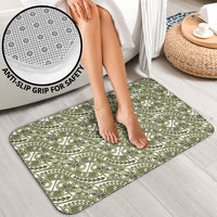 Hibiscus Bloom Island Tribal Waves Bathroom Set Olive Green Polynesian Pattern