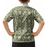 Hibiscus Bloom Island Tribal Waves Hawaiian Shirt Olive Green Polynesian Pattern LT01 - Polynesian Pride