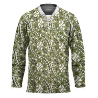 Hibiscus Bloom Island Tribal Waves Hockey Jersey Olive Green Polynesian Pattern LT01 Unisex Olive Green - Polynesian Pride