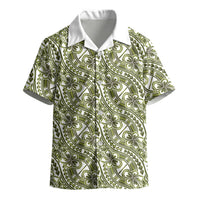 Hibiscus Bloom Island Tribal Waves Kid Hawaiian Shirt Olive Green Polynesian Pattern LT01 - Polynesian Pride