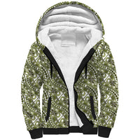 Hibiscus Bloom Island Tribal Waves Sherpa Hoodie Olive Green Polynesian Pattern LT01 Unisex Olive Green - Polynesian Pride