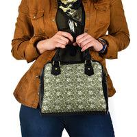Hibiscus Bloom Island Tribal Waves Shoulder Handbag Olive Green Polynesian Pattern LT01 - Polynesian Pride