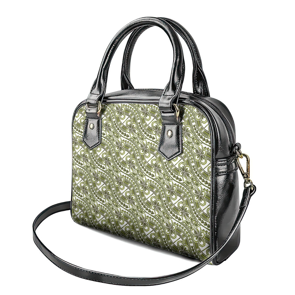 Hibiscus Bloom Island Tribal Waves Shoulder Handbag Olive Green Polynesian Pattern LT01 - Polynesian Pride