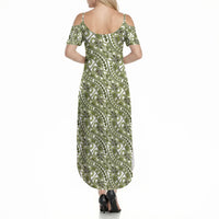 Hibiscus Bloom Island Tribal Waves Summer Maxi Dress Olive Green Polynesian Pattern LT01 - Polynesian Pride