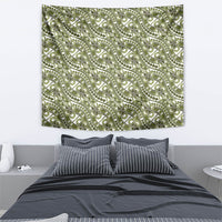 Hibiscus Bloom Island Tribal Waves Tapestry Olive Green Polynesian Pattern LT01 - Polynesian Pride