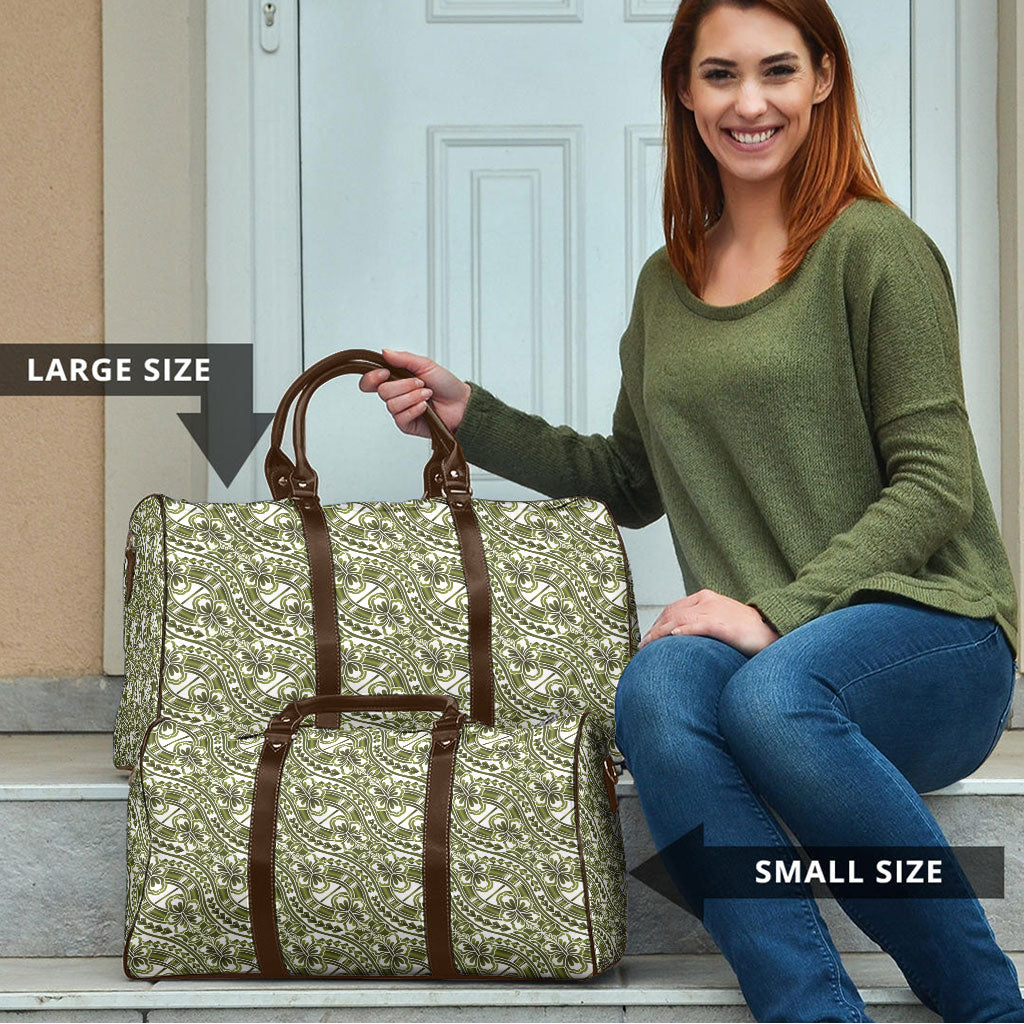 Hibiscus Bloom Island Tribal Waves Travel Bag Olive Green Polynesian Pattern LT01 - Polynesian Pride