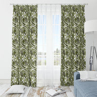 Hibiscus Bloom Island Tribal Waves Window Curtain Olive Green Polynesian Pattern LT01 - Polynesian Pride