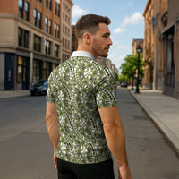 Hibiscus Bloom Island Tribal Waves Zipper Polo Shirt Olive Green Polynesian Pattern LT01 - Polynesian Pride