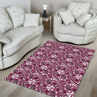 Hibiscus Bloom Island Tribal Waves Area Rug Pink Polynesian Pattern LT01 - Polynesian Pride
