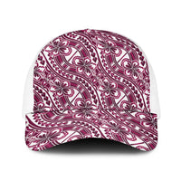 Hibiscus Bloom Island Tribal Waves Baseball Net Cap Pink Polynesian Pattern LT01 One Size White Pink - Polynesian Pride