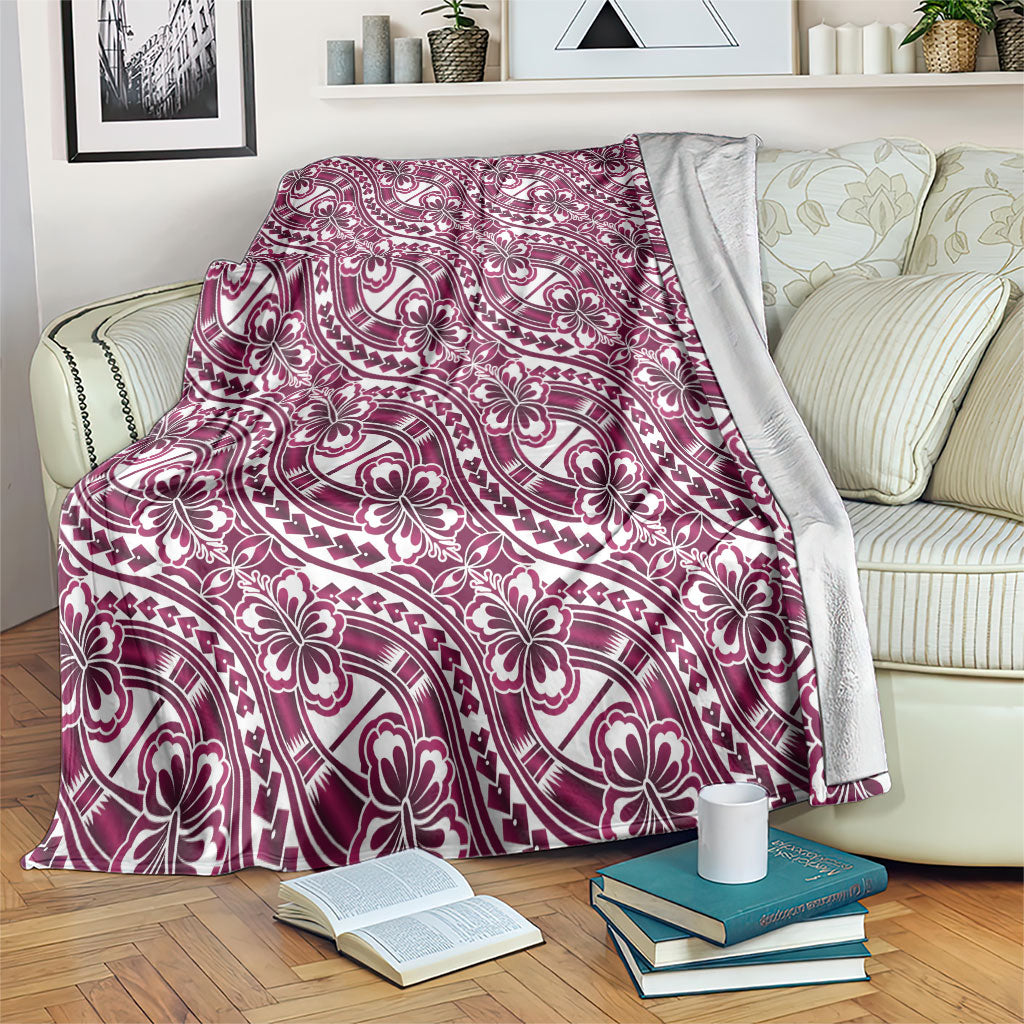 Hibiscus Bloom Island Tribal Waves Blanket Pink Polynesian Pattern LT01 Pink - Polynesian Pride