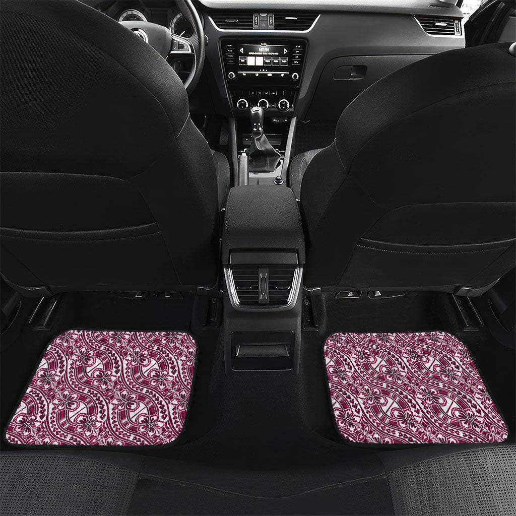 Hibiscus Bloom Island Tribal Waves Car Mats Pink Polynesian Pattern LT01 Set 2pcs - Back Pink - Polynesian Pride