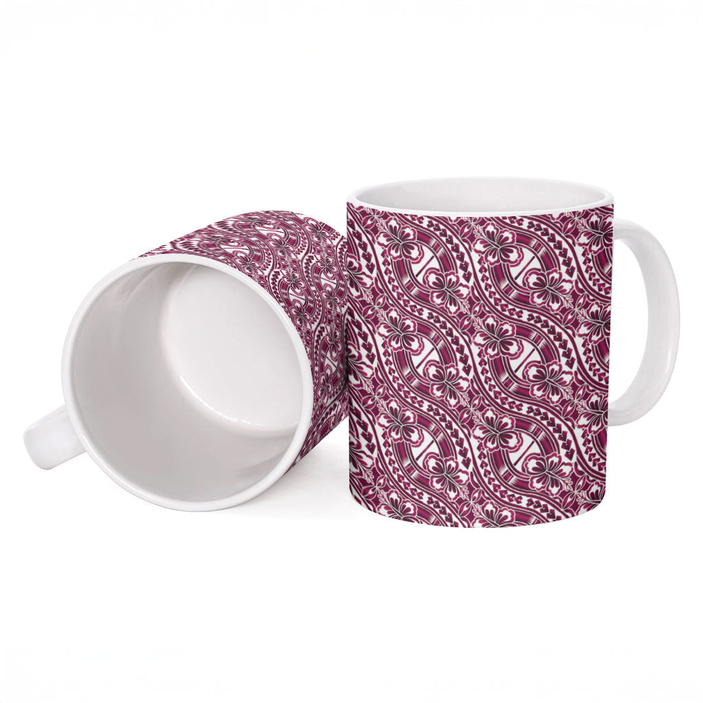 Hibiscus Bloom Island Tribal Waves Ceramic Mug Pink Polynesian Pattern LT01 - Polynesian Pride