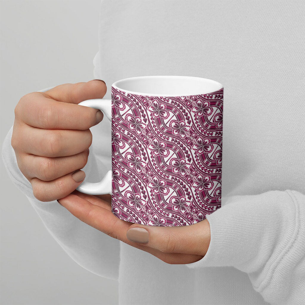 Hibiscus Bloom Island Tribal Waves Ceramic Mug Pink Polynesian Pattern LT01 - Polynesian Pride