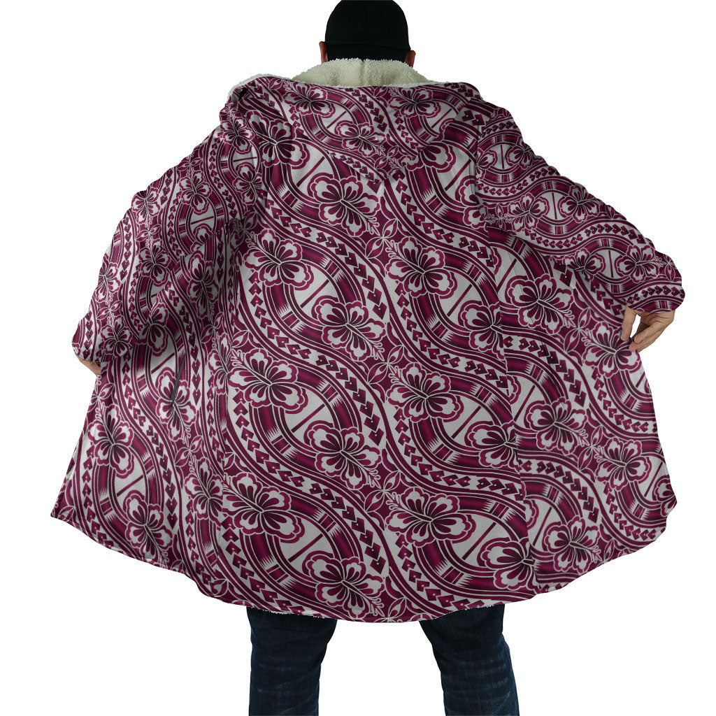 Hibiscus Bloom Island Tribal Waves Cloak Pink Polynesian Pattern