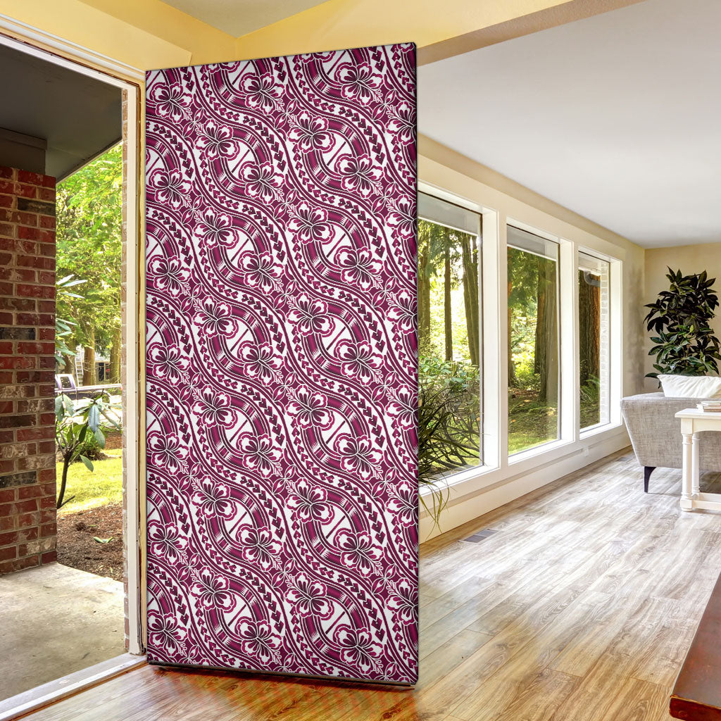 Hibiscus Bloom Island Tribal Waves Door Cover Pink Polynesian Pattern LT01 - Polynesian Pride