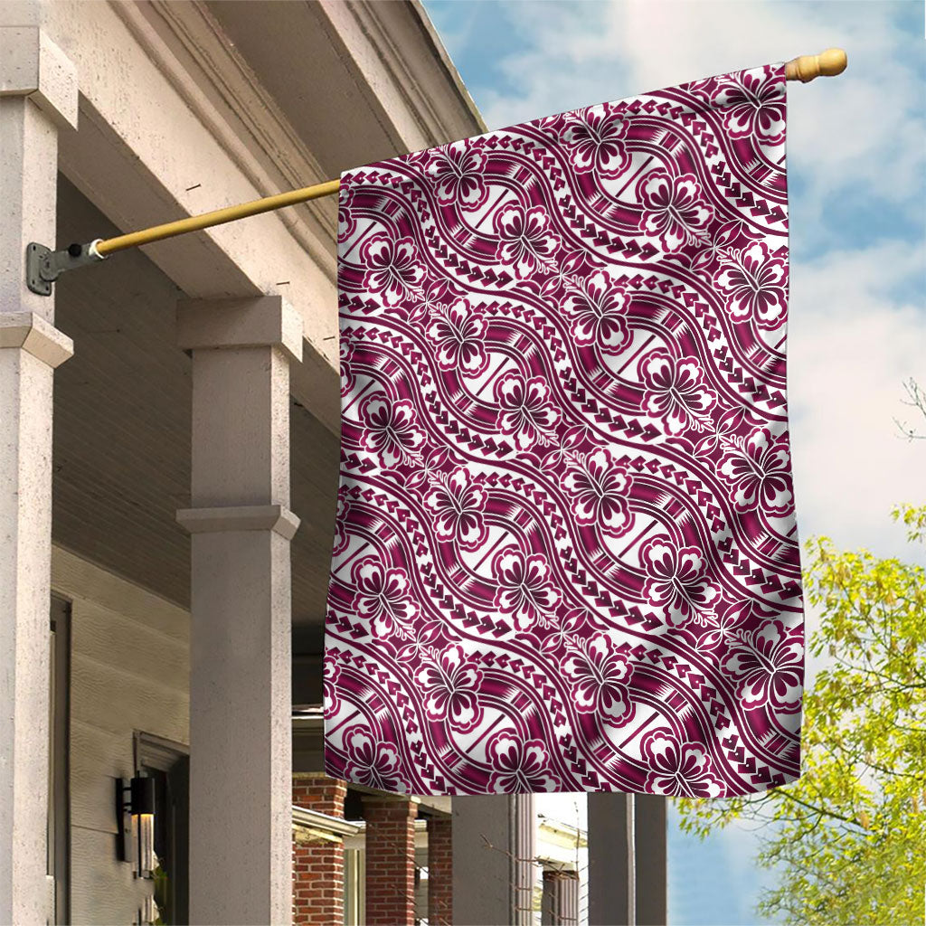 Hibiscus Bloom Island Tribal Waves Garden Flag Pink Polynesian Pattern LT01 House Flag Pink - Polynesian Pride