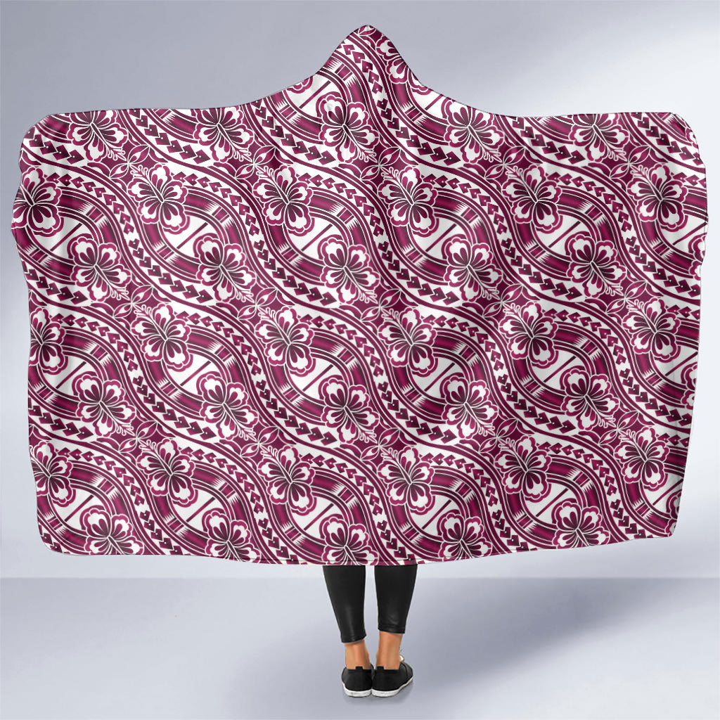 Hibiscus Bloom Island Tribal Waves Hooded Blanket Pink Polynesian Pattern LT01 One Size Pink - Polynesian Pride