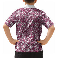 Hibiscus Bloom Island Tribal Waves Kid Hawaiian Shirt Pink Polynesian Pattern LT01 - Polynesian Pride
