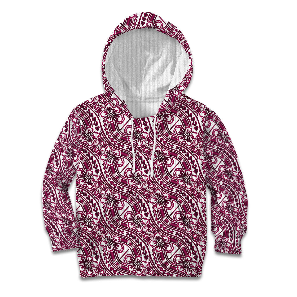 Hibiscus Bloom Island Tribal Waves Kid Hoodie Pink Polynesian Pattern LT01 Hoodie Pink - Polynesian Pride