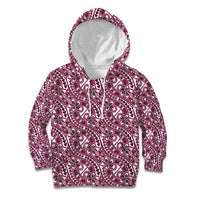 Hibiscus Bloom Island Tribal Waves Kid Hoodie Pink Polynesian Pattern LT01 Hoodie Pink - Polynesian Pride