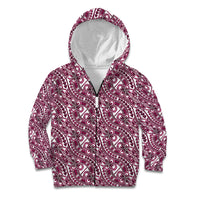 Hibiscus Bloom Island Tribal Waves Kid Hoodie Pink Polynesian Pattern LT01 Zip Hoodie Pink - Polynesian Pride