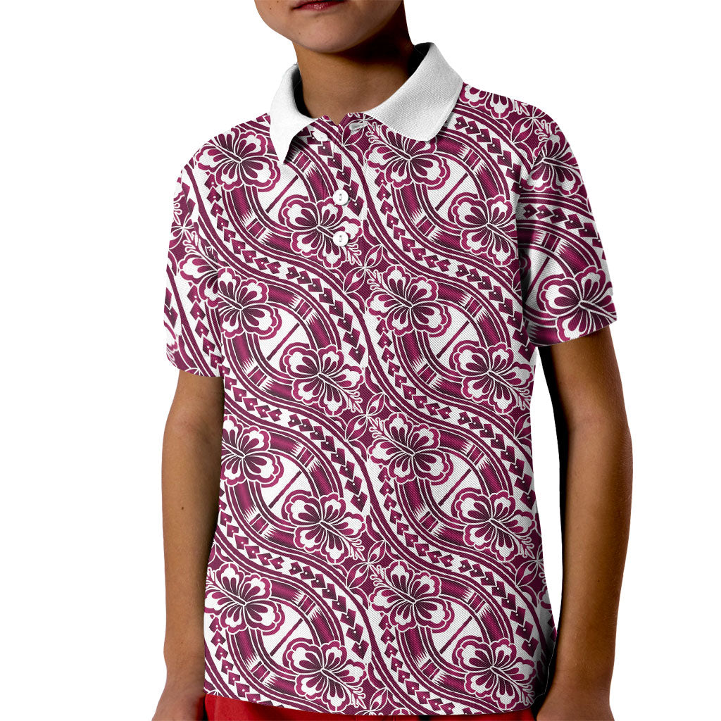 Hibiscus Bloom Island Tribal Waves Kid Polo Shirt Pink Polynesian Pattern LT01 Kid Pink - Polynesian Pride