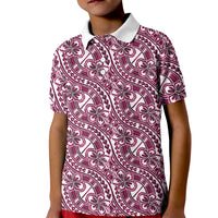 Hibiscus Bloom Island Tribal Waves Kid Polo Shirt Pink Polynesian Pattern LT01 Kid Pink - Polynesian Pride