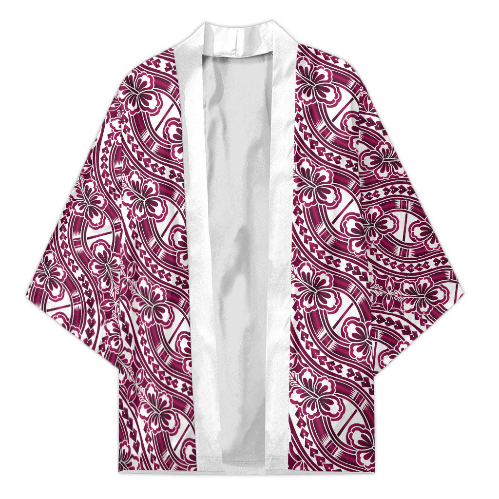 Hibiscus Bloom Island Tribal Waves Kimono Pink Polynesian Pattern LT01 Unisex Pink - Polynesian Pride