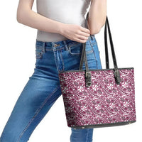 Hibiscus Bloom Island Tribal Waves Leather Tote Bag Pink Polynesian Pattern LT01 - Polynesian Pride