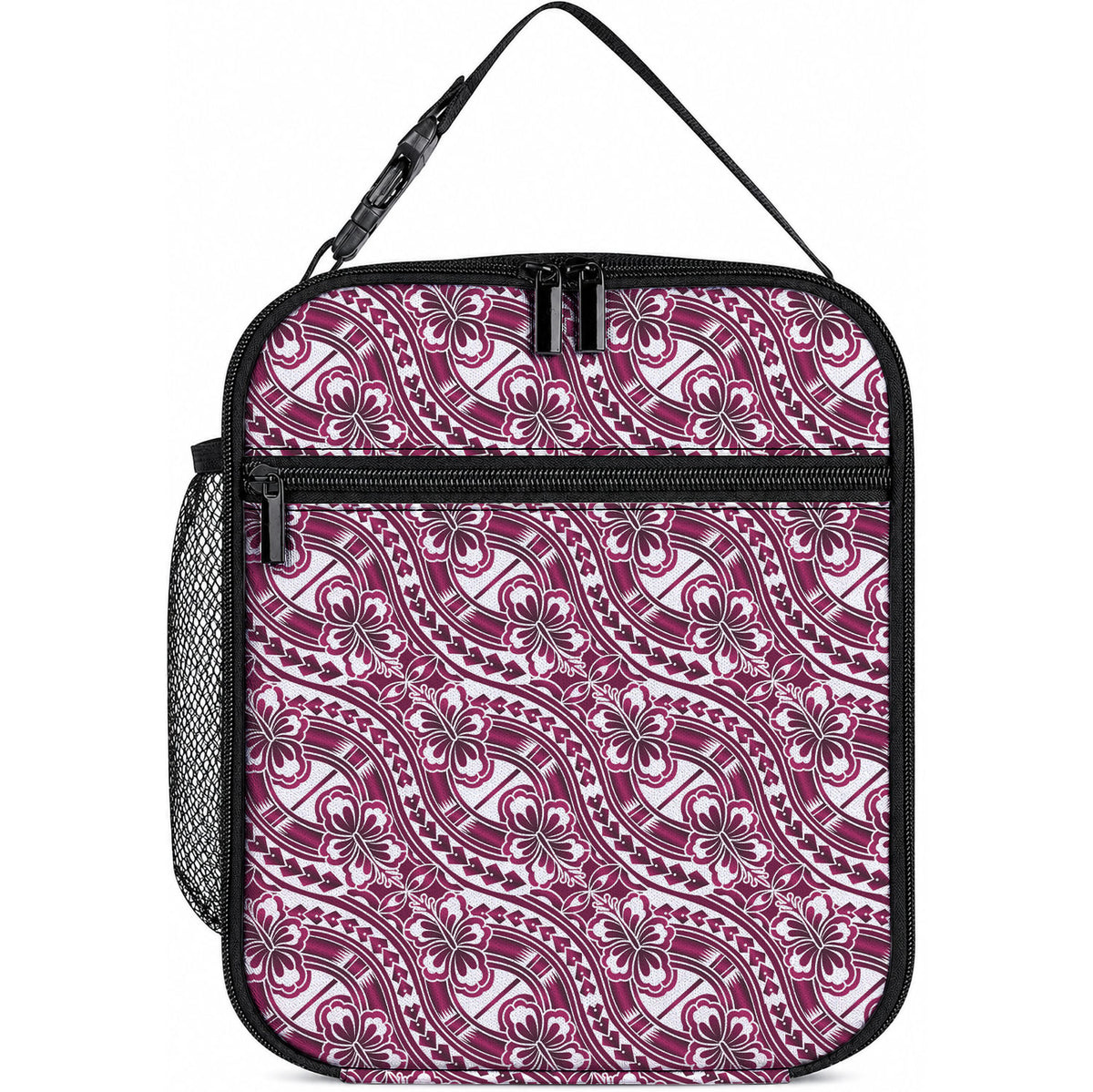 Hibiscus Bloom Island Tribal Waves Lunch Bag Pink Polynesian Pattern LT01 10.2 × 8.3 × 4.3 inch Pink - Polynesian Pride