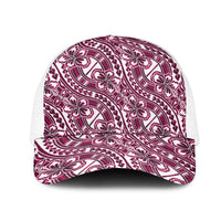 Hibiscus Bloom Island Tribal Waves Mesh Trucker Cap Pink Polynesian Pattern LT01 One Size White Pink - Polynesian Pride